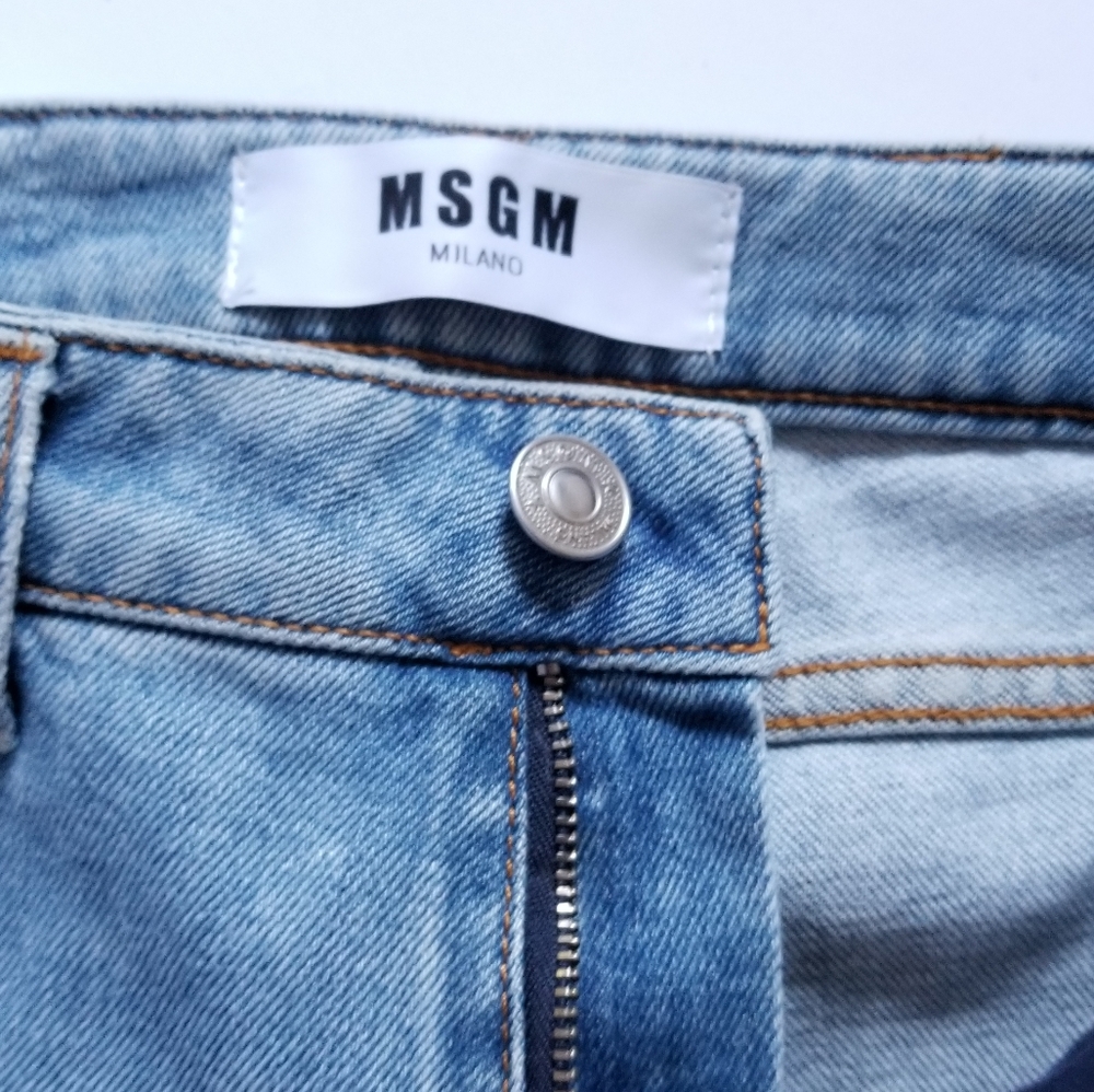 MSGM Straight Leg Cropped Denim Pants Size 42 US 6 Mid Wash Blue - Picture 6 of 9